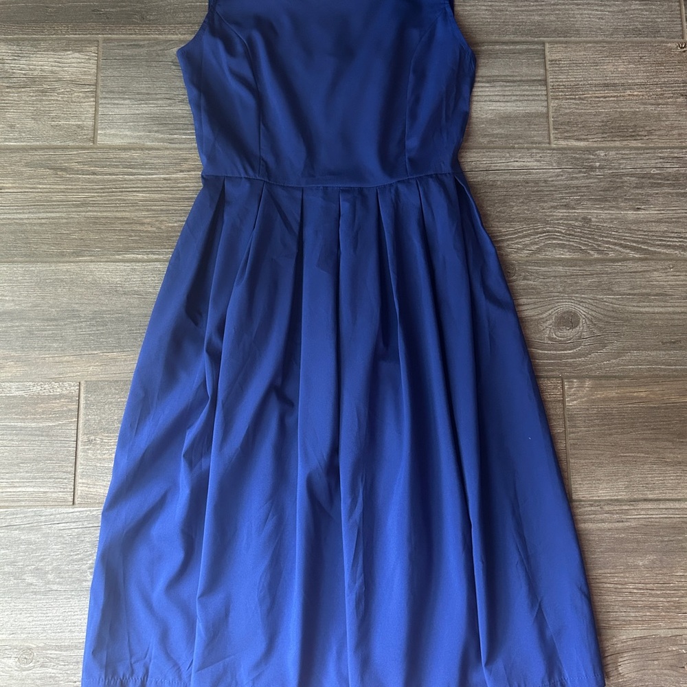 Classic Sleeveless Midi Dress in Royal Blue